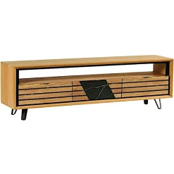 Meuble tv design en bois de chêne finition miel, 3 tiroirs ESSEN