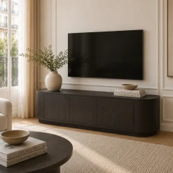 Meuble TV design en chêne brun 3 portes 180 cm LOREN