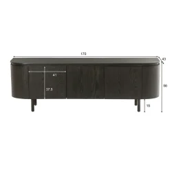 Meuble TV design en chêne brun 3 portes LOREN