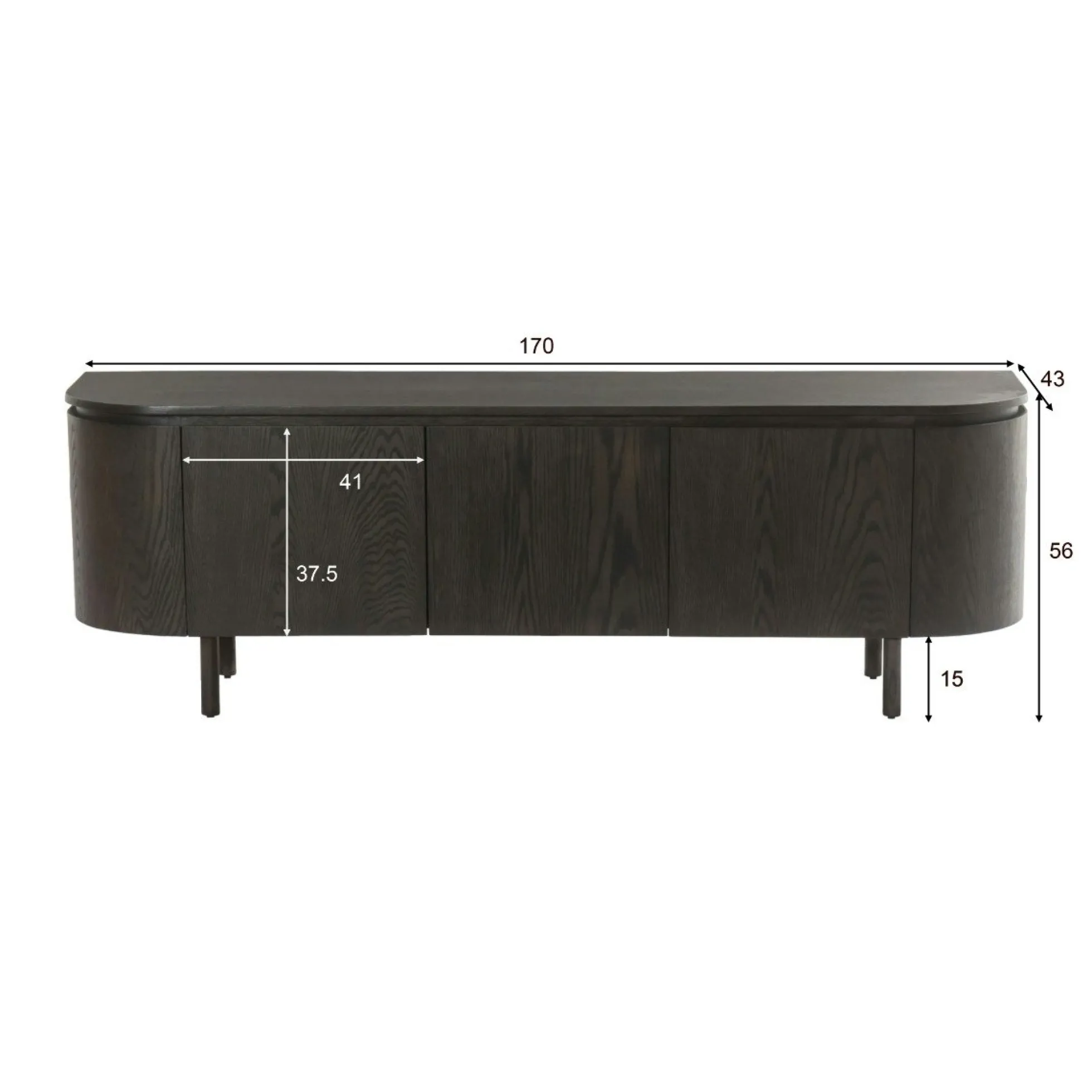 Meuble TV design en chêne brun 3 portes LOREN