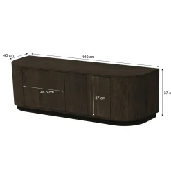 Meuble TV design en chêne brun 2 portes LOREN
