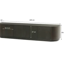 Meuble TV design en chêne brun 4 portes 220 cm LOREN