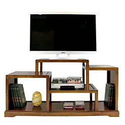 Meuble TV destructuré Hévéa double faces, 4 niches 150x45x75cm MAORI