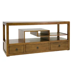 Meuble TV destructuré Hévéa 3 tiroirs 140x50x65cm HELENA