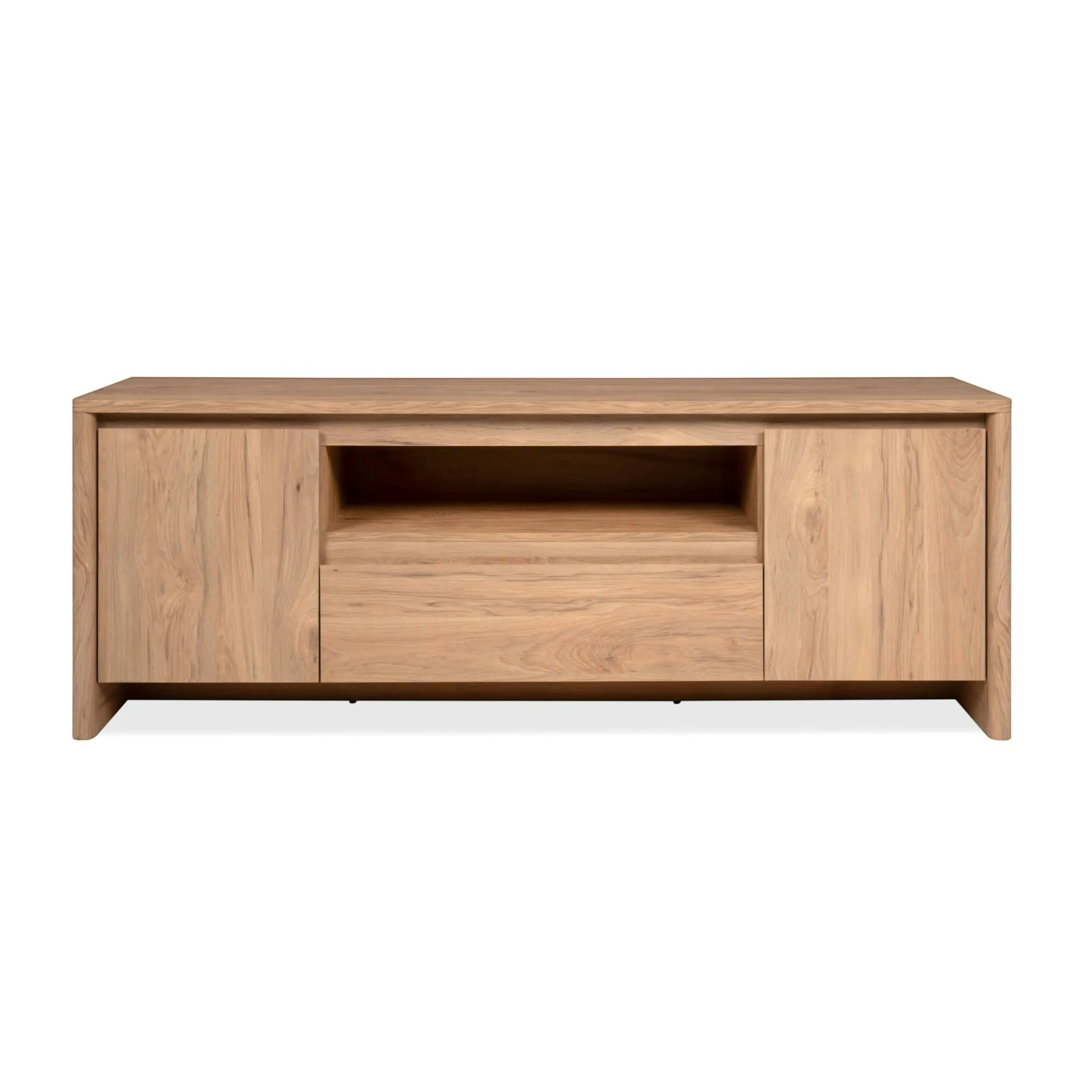 Meuble TV effet bois 2 portes 1 tiroir ALVA
