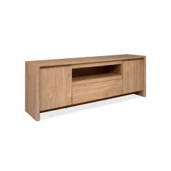 Meuble TV effet bois 2 portes 1 tiroir ALVA