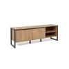 Meuble TV effet chêne 2 portes 2 niches ALVA