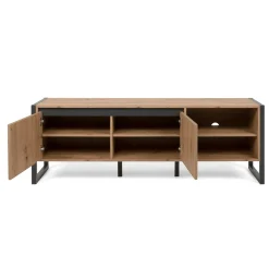 Meuble TV effet chêne 2 portes 2 niches ALVA