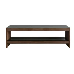 Meuble TV en bois brun et verre fumé - LHASA