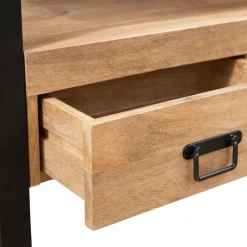 Meuble TV en bois clair et métal noir 3 tiroirs MILORA