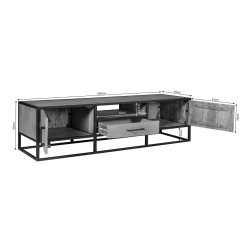 Meuble TV en bois clair 2 portes 1 tiroir 180 cm RIVANO
