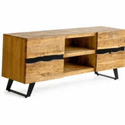 Meuble TV en bois d'acacia 2 portes CANYON