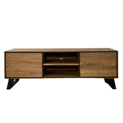 Meuble tv en bois de chêne brun et pieds obliques PALERME