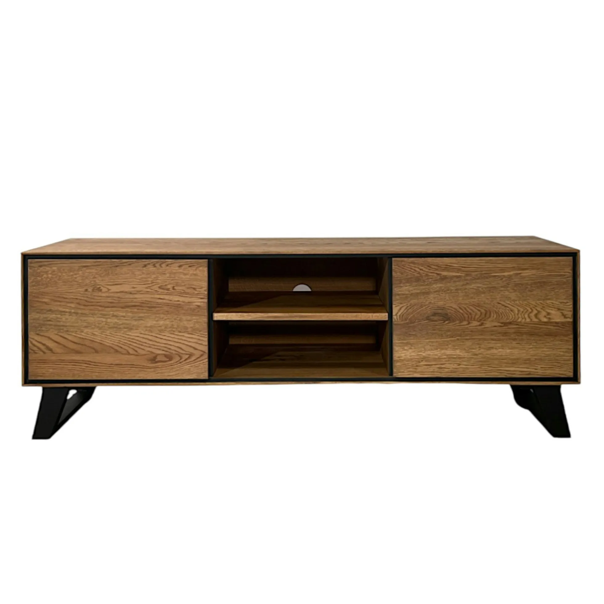 Meuble tv en bois de chêne brun et pieds obliques PALERME