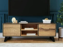 Meuble tv en bois de chêne huilé et pieds obliques PALERME