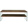 Meuble TV en bois marron et verre - 2 niveaux LHASA