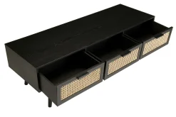 Meuble TV en bois noir avec cannage PALMA 2