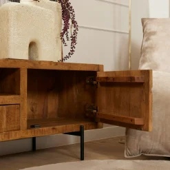 Meuble TV en bois 2 portes décor damier UDA