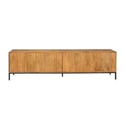 Meuble TV en bois 4 portes rainurées 210 cm CORTINA