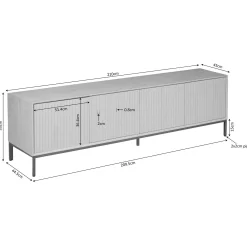 Meuble TV en bois 4 portes rainurées 210 cm CORTINA