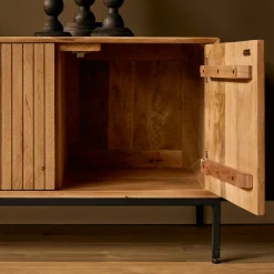Meuble TV en bois 4 portes rainurées 165 cm CORTINA