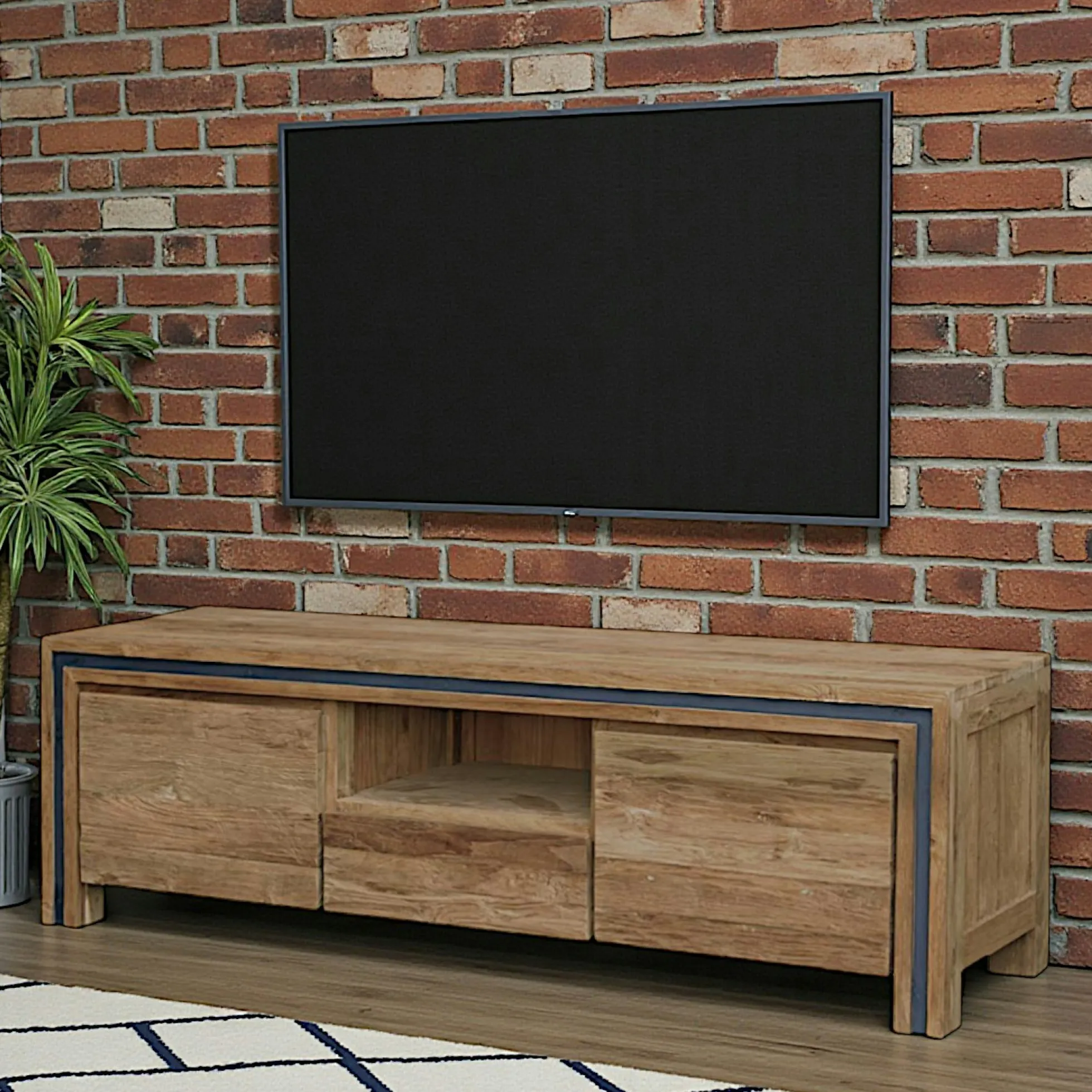 Meuble TV en bois recyclé de teck 2 portes VADOD