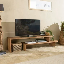 Meuble TV extensible et modulable en teck recyclé SWING