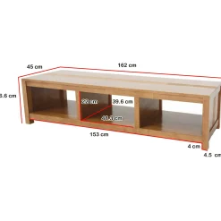 Meuble TV hévéa 3 niches 162cm GALA
