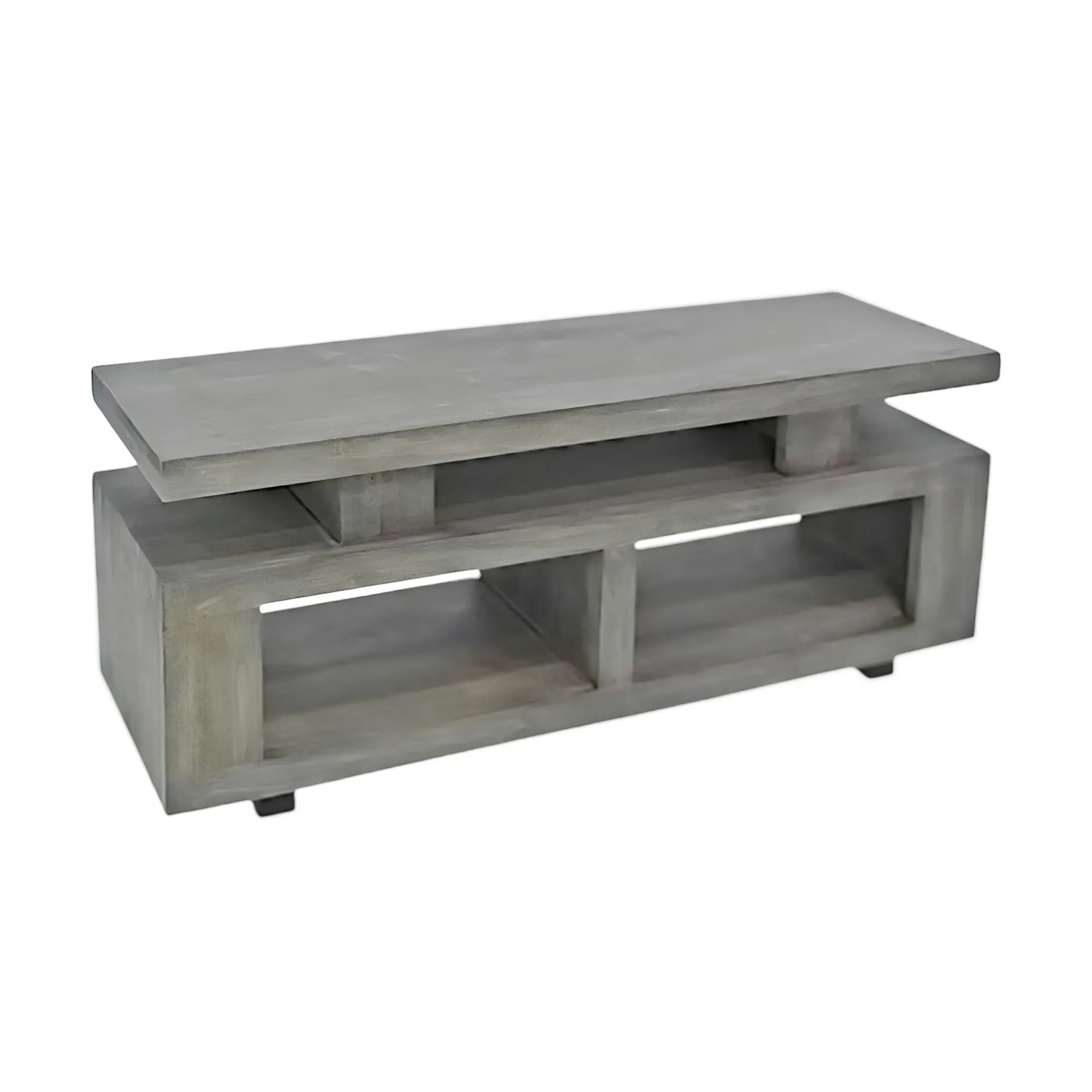 Meuble TV hévéa 2 niches 120cm HELENA