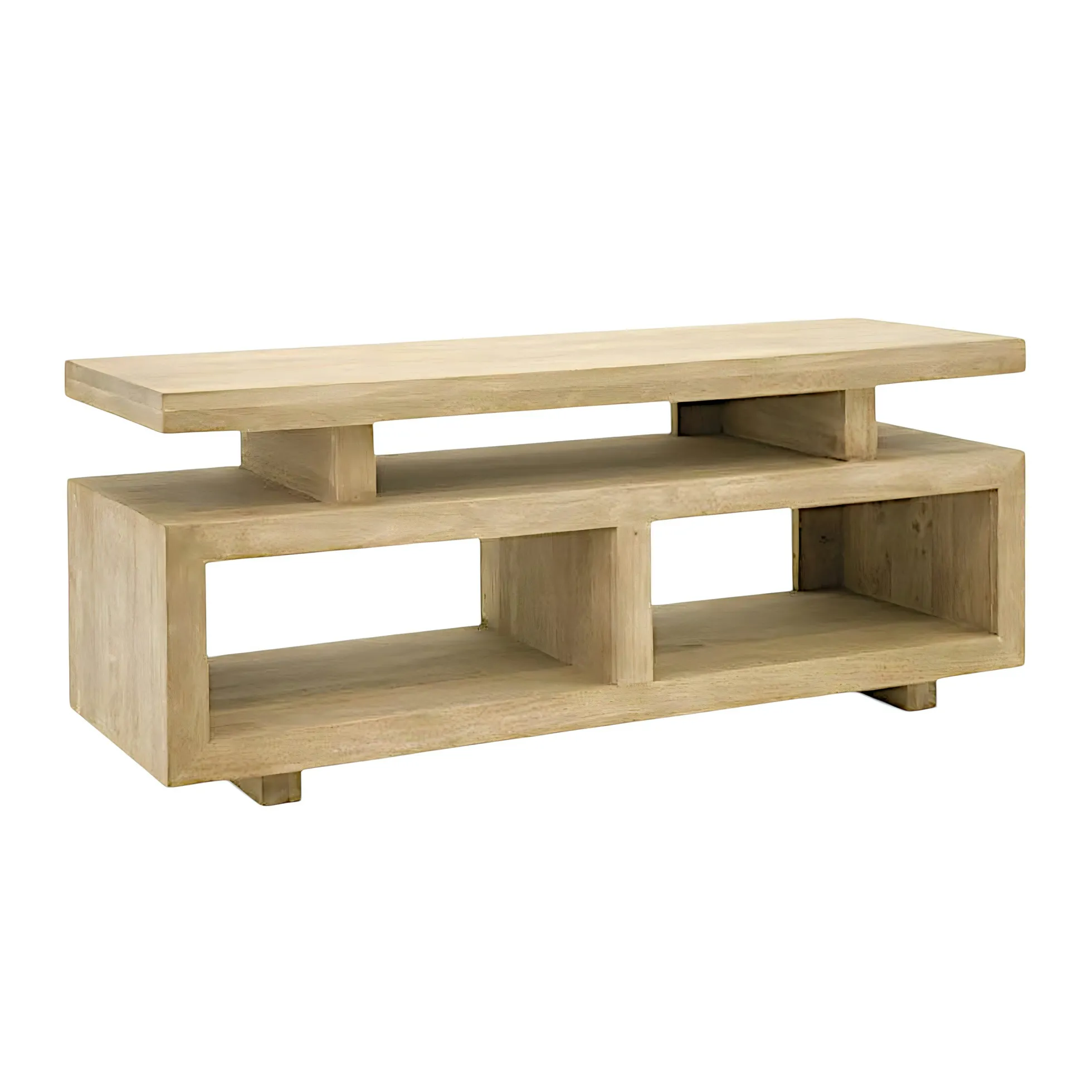 Meuble TV hévéa 2 niches 120cm HELENA
