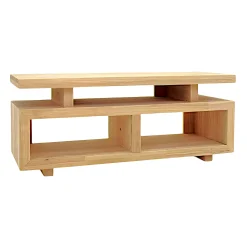 Meuble TV hévéa 2 niches 120cm HELENA