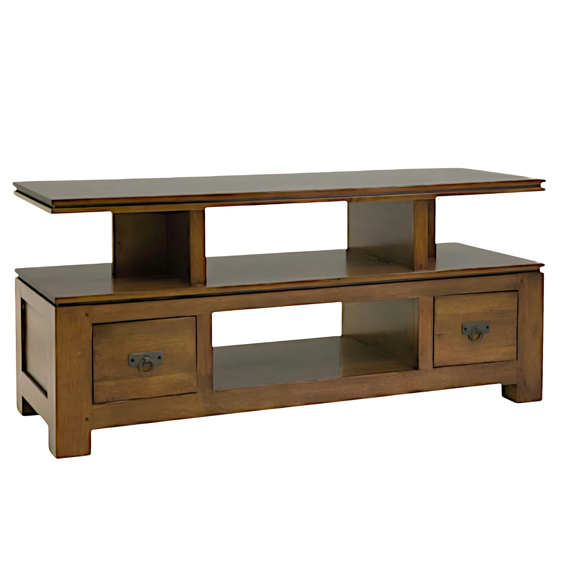 Meuble TV hévéa 4 niches 125x45x58cm HELENA