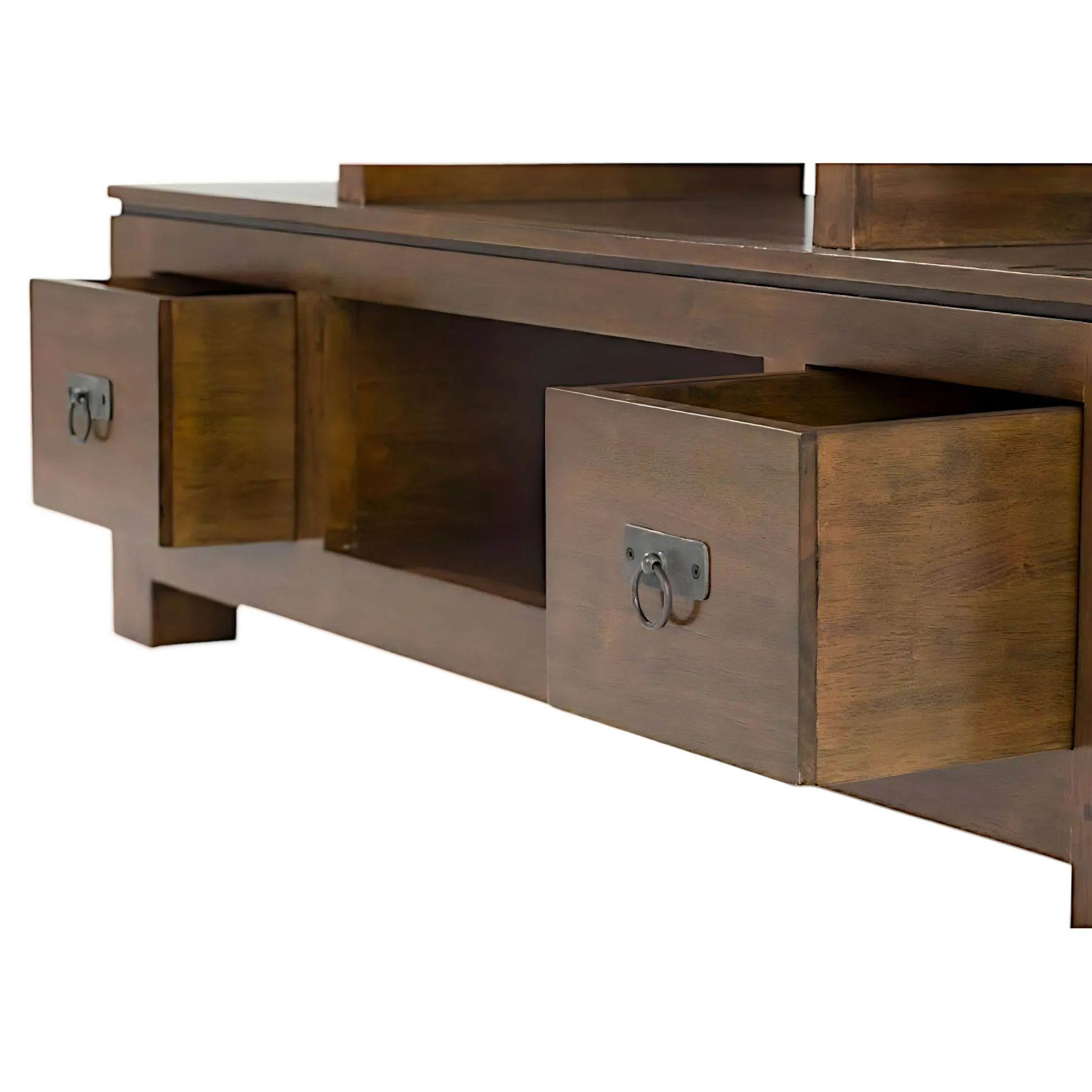 Meuble TV hévéa 4 niches 125x45x58cm HELENA