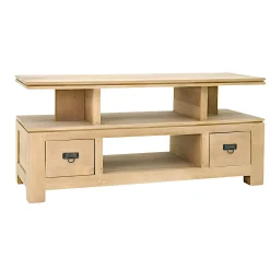Meuble TV hévéa 4 niches 125x45x58cm HELENA
