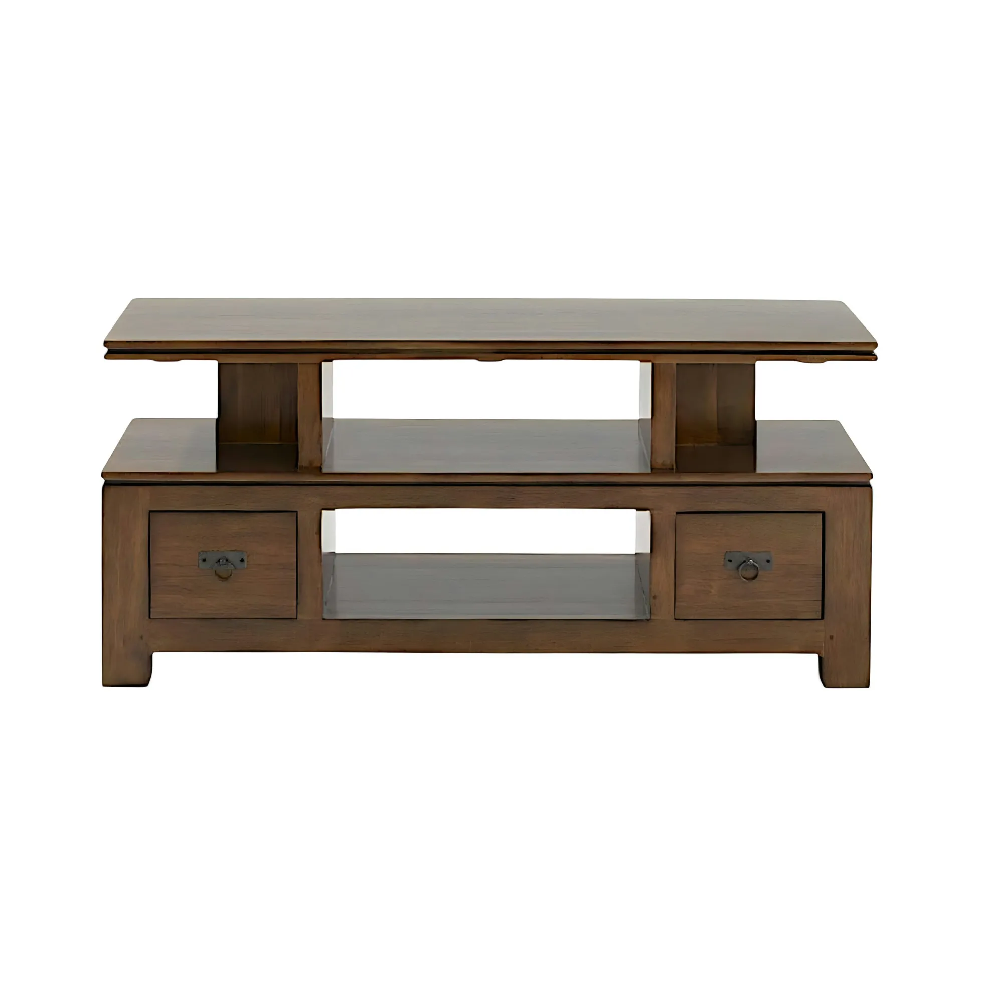 Meuble TV hévéa 4 niches 125x45x58cm HELENA