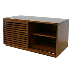 Meuble TV Hévéa 2 portes coulissantes Persiennes 90x45x45cm NEW ORLEANS