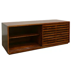 Meuble TV Hévéa 2 portes coulissantes Persiennes 120x45x45cm NEW ORLEANS
