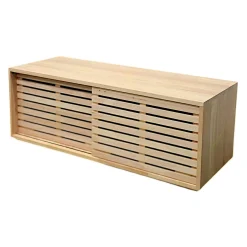 Meuble TV Hévéa 2 portes coulissantes Persiennes 120x45x45cm NEW ORLEANS