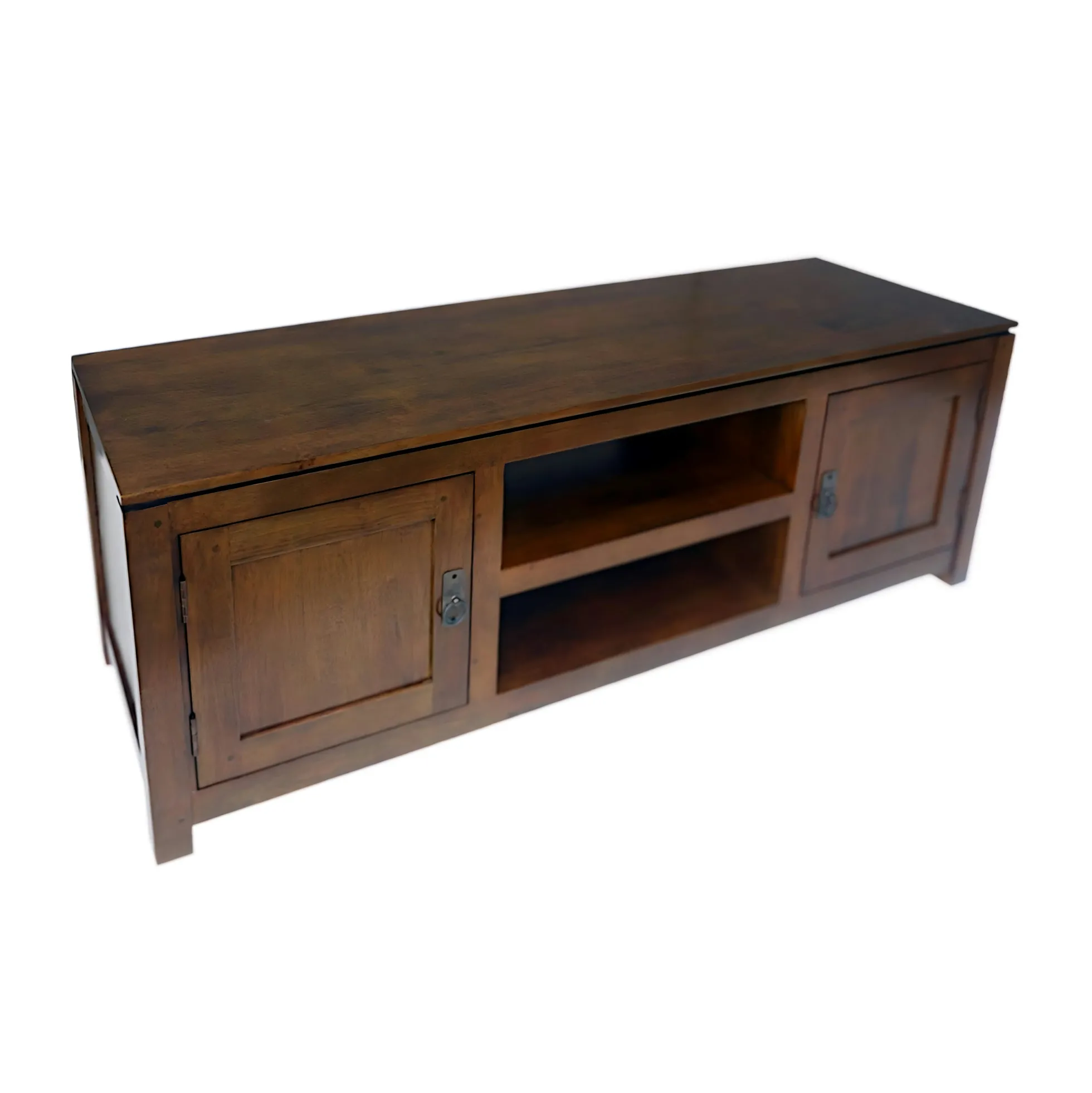 Meuble TV Hévéa 2 portes, 2 niches, 136x45x48,6cm HELENA