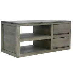Meuble TV hévéa 2 tiroirs 90cm OLGA