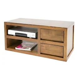 Meuble TV hévéa 2 tiroirs 90cm OLGA