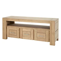 Meuble TV Hévéa 3 tiroirs, 1 grande niche 120x40x50cm ATTAN
