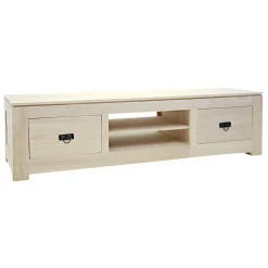 Meuble TV hévéa 2 tiroirs 150x40cm HELENA