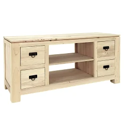 Meuble TV hévéa 4 tiroirs 125x45x58cm HELENA