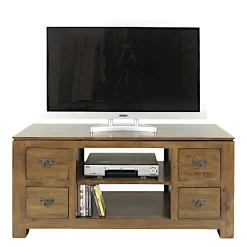 Meuble TV hévéa 4 tiroirs 125x45x58cm HELENA
