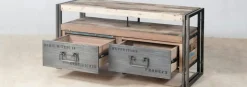 Meuble TV industriel 2 tiroirs CARAVELLE