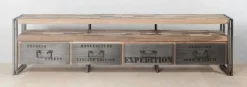 Meuble TV industriel 4 tiroirs CARAVELLE