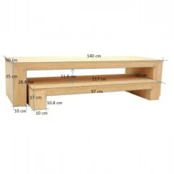Meuble TV 2 élèments hévéa OLGA 140cm