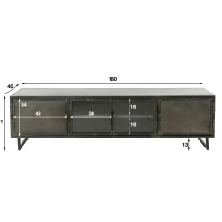 Meuble tv long en métal et verre ROADIES