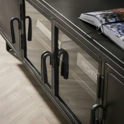 Meuble tv long en métal et verre ROADIES